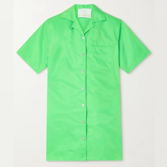 NEW Remain Birger Christensen Green Storm Mini Dress Size 4 Collared Bright NWOT - Picture 3 of 13